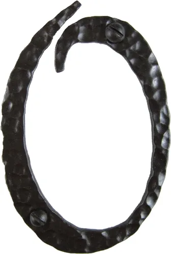 Vista 4 de Número de dirección de hierro forjado martillado rústico español 4 pulgadas 0 (negro)