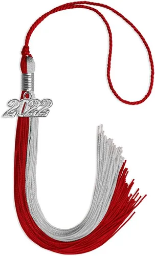 Vista 17 de Endea Graduation Borla de doble color con gota de fecha plateada (negro/oro antiguo, 2025)