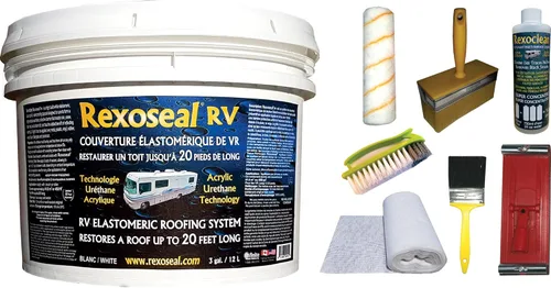 Vista 5 de Rexoseal Sistema de techos de goma líquida RV - Sellador de revestimiento de techo de RV impermeabilizante y protector - blanco, 1 galón
