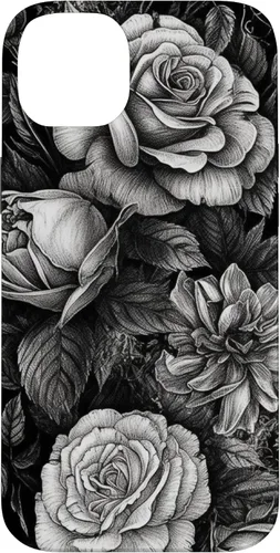 Vista 16 de Negro y blanco gótico rosas flores gótico jardinería caso para iPhone 16