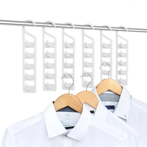 Vista 11 de CraftyCrocodile Perchas que ahorran espacio para ropa, paquete de 2, plástico resistente, ahorro de espacio para camisas, pantalones, jeans