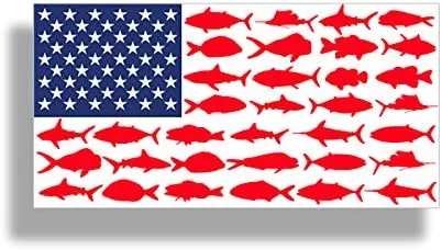 Etiqueta engomada de la bandera de los Estados Unidos de América – Calcomanía patriótica de pesca de vinilo troquelado para coche, camión, barco,