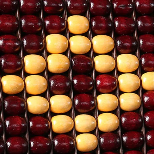 Vista 5 de Perlas de madera de malla lumbar apoyo espalda masaje cojín trasero completo cojín transpirable enfriamiento coche asiento delantero protector beige