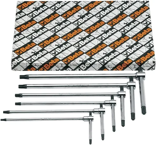 Beta 951TX/S6 Juego de 6 llaves Torx deslizantes con mango en T, acción de giro rápido T8 - T30