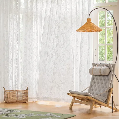 Vista 10 de Sunbox Cortinas traslúcidas de lino liso de 54 pulgadas de largo, cortinas plisadas con doble pellizco, cortinas de gasa semitransparentes