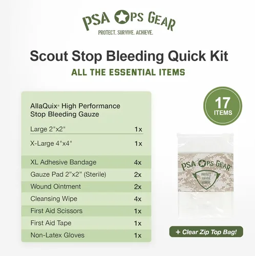 Vista 2 de Kit rápido para detener el sangrado Scout: kit de primeros auxilios médicos compacto (IFAK) con gasa hemostática AllaQuix
