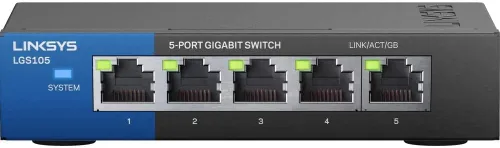 Vista 2 de Linksys LGS105: Interruptor Gigabit Ethernet de 5 puertos para Escritorio de Negocios No Administrado, Red de Computadora, Velocidad de Conexión por