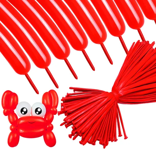 Vista 13 de Paquete de 260 globos largos, 100 globos negros de animales torcidos, globos mágicos largos de látex grueso para modelos de animales, Halloween