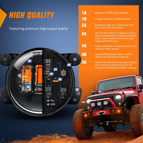 Vista 2 de Nilight Conjunto de Luces LED de Niebla de 4 Pulgadas Compatible con 2007 2008 2009 2010 2011 2012 2013 2014 2015 2016 2017 2018 Jeep Wrangler JK