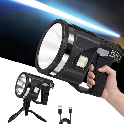 Vista 8 de Reflector 1000000 Lúmenes, 6 Modos Linterna Reflector LED Súper Brillante Recargable con Luz COB, Trípode Ajustable, 15000mAh 18Hrs IPX7 Reflectores