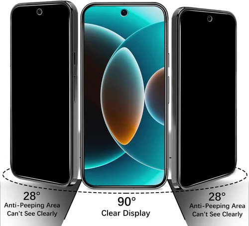 Vista 3 de Paquete de 2 protectores de pantalla de privacidad para Google Pixel 9 anti espía de vidrio templado privado con (2 unidades) protector de lente