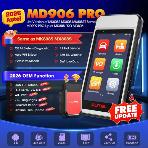 Vista 2 de Autel MaxiDiag MD906 PRO OBD2 escáner, 2025 MD906PRO All-Sys herramienta de escaneo de diagnóstico, Lite de MK808S MX808S Mismo MD909 PRO Up MD808