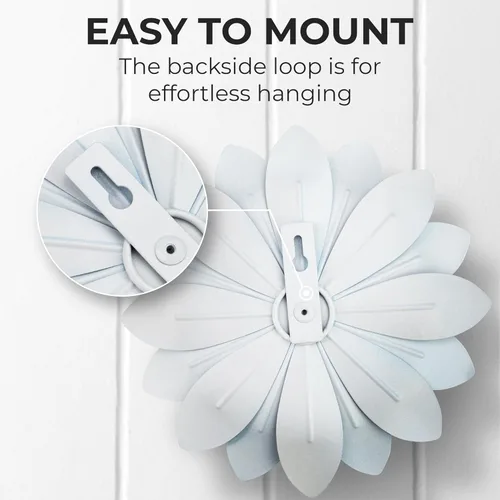 Vista 5 de Everydecor Decoración de pared de flores de metal suculentas, azul, pintadas a mano, decoración artística de flores 3D para sala de estar