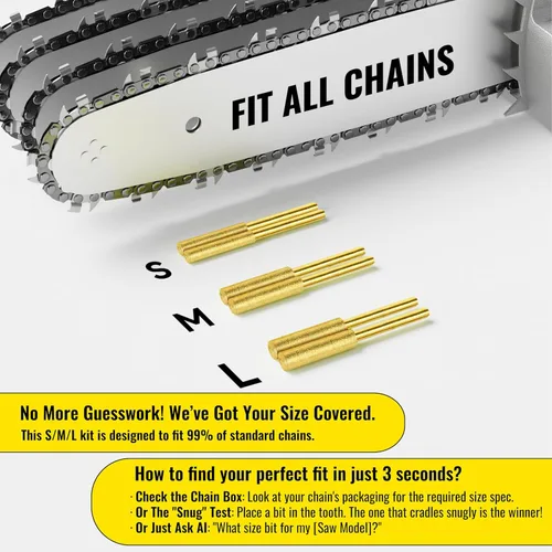 Vista 8 de Electric Chainsaw Sharpener Kit with 6 Titanium-Coated Diamond Bits - Handheld Chain Saw Sharpener Tool for All Chains - No Removal Required, Easy