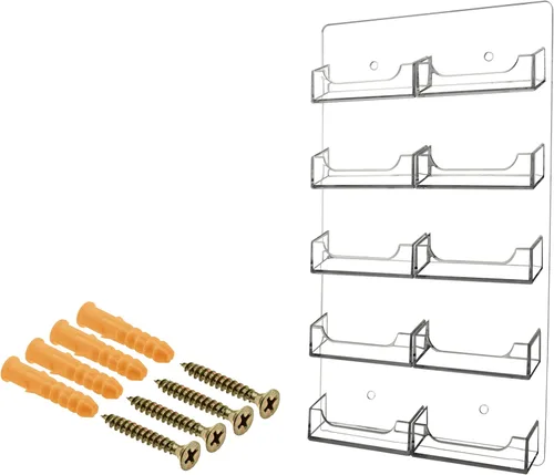 Vista 8 de Marketing Holders Tarjetero de pared con accesorios para colgar para tarjetas de regalo de 3.5 x 2 pulgadas, acrílico transparente y negro, 4
