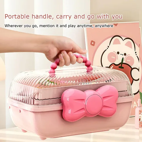 Vista 5 de Caja organizadora de accesorios para el cabello, caja de almacenamiento portátil de 3 capas, caja de herramientas de plástico multifuncional