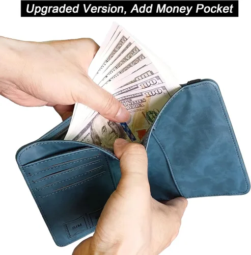 Vista 4 de Funda de cuero para pasaporte y tarjeta de vacunación, con bloqueo Rfid para hombres y mujeres