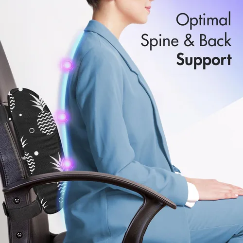 Vista 3 de Ambesonne Almohada lumbar tropical de apoyo de espalda, piñas monocromáticas con diseño abstracto en zigzag sobre un fondo de escala de grises