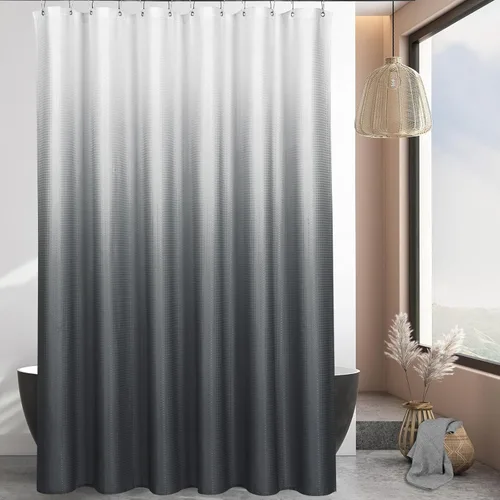 Vista 16 de MitoVilla - Cortina de ducha de tela de nido de abeja burdeos, cortinas de ducha con textura de nido de abeja modernas para decoración de lujo