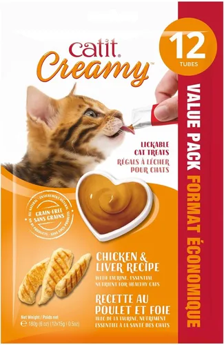 Vista 5 de Catit Creamy - Paquetes personalizados de golosinas para gato que puede lamer