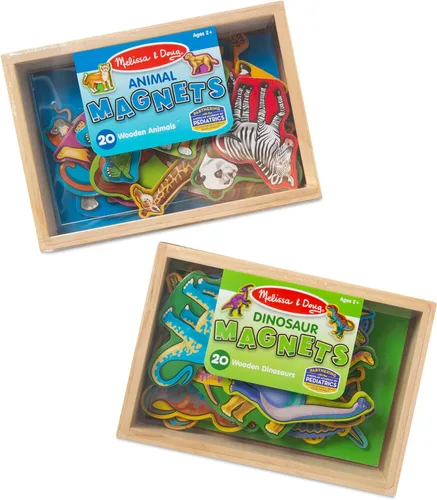 Vista 6 de Melissa & Doug Juego de imanes de madera - Animales y dinosaurios con 40 imanes de madera