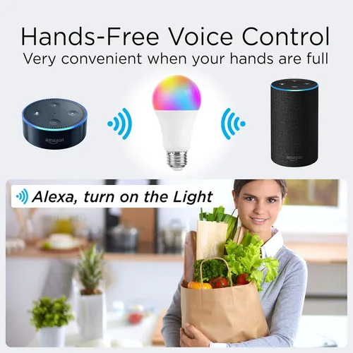 Vista 5 de JONATHAN Y BLB2000A-SET2 Bombilla inteligente A19 regulable, LED que cambia de color regulable, Alexa, compatible con Google Home Assistant,