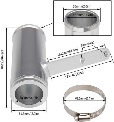 Vista 4 de Eliminador de resonador turbo de aluminio compatible con Dodge Freightliner Sprinter 2500 3500 2004 2005 2006 Reemplazar # 2148685520