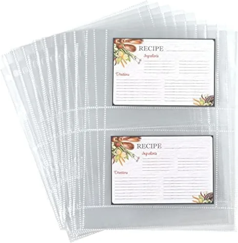 Vista 9 de Samsill Protectores de páginas para tarjetas de recetas de 8.5 x 11 pulgadas, 25 unidades, 2 hojas de carga lateral de bolsillo para carpetas de 3