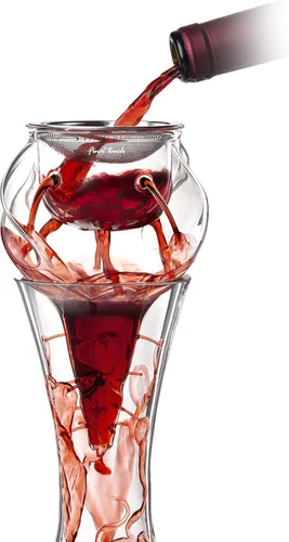 Vista 13 de Final Touch L'Grand Conundrum Aerator Decantador de Vino Botella Completa - 25.4 Oz. Vidrio de Cristal Transparente de Calidad Soplado a Mano