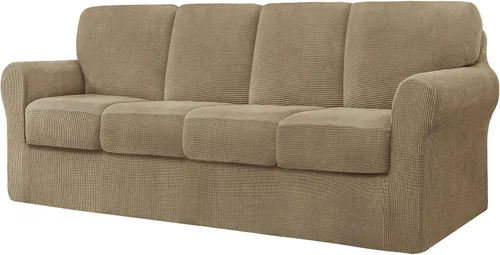 Vista 51 de CHUN YI Fundas para sofá de 7 piezas, lavables, fundas elásticas para sofá de 3 cojines con respaldo y fundas de cojín separados, protector