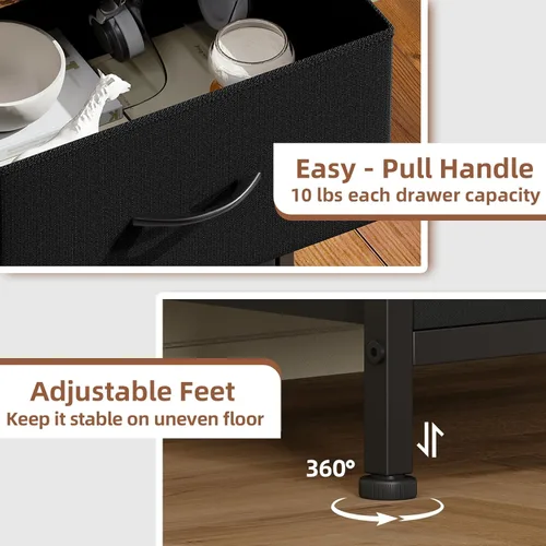 Vista 7 de Somdot Nightstand, Small Dresser for Bedroom with 2 Drawers, Bedside Table Night Stand End Table with Fabric Bins for Bedroom Kids Closet Dorm Guest