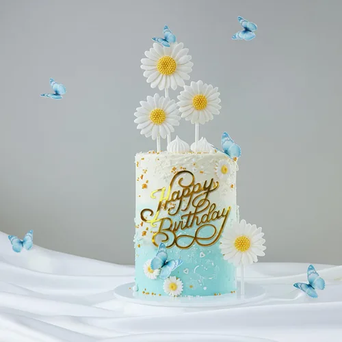 Vista 7 de 40 adornos acrílicos para tartas de cumpleaños con 10 estilos, 4 colores para fiestas de cumpleaños, pasteles, postres, pasteles