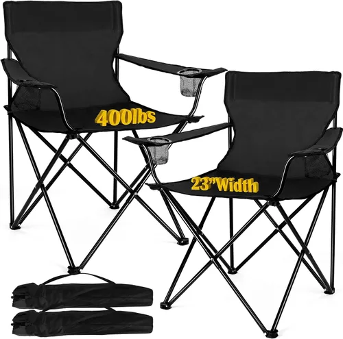 Joyfair - Sillas de camping para césped y playa, grandes para adultos, color negro