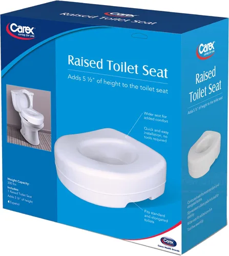 Vista 19 de Carex Elevador de asiento de inodoro, 5.5 pulgadas, elevadores de asiento de inodoro para personas mayores, asiento de inodoro elevado, soporta 300
