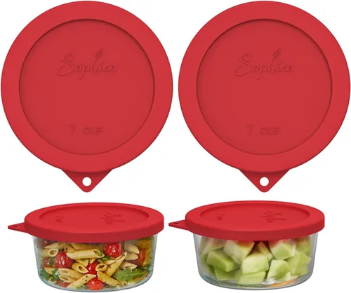 Vista 10 de Sophico - Tapas redondas de silicona de repuesto para almacenamiento para Anchor Hocking y Pyrex 7402-PC, tapas para cuencos de vidrio de 6/7 tazas