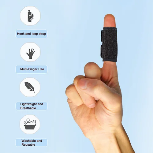 Vista 2 de Férulas para Dedos Protectores de Mangas para Dedos, Férulas Ajustables para Dedo en Gatillo Férula con Soporte para Pulgar para Soporte de Dedos