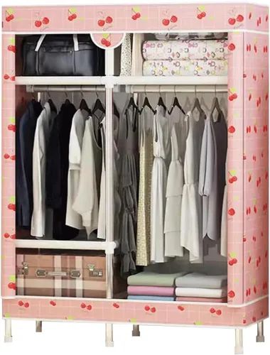 Vista 12 de large closets Wardrobe Closet with Pattern Cloth Cover Wardrobe Closet Steel Rack Closet for Clothes Saves Space Portable Storage Closet Space-saving