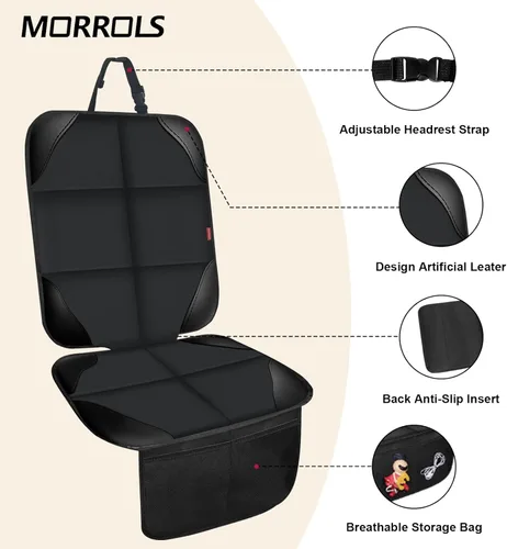 Vista 6 de MORROLS Protector de asiento de automóvil para asientos infantiles, 1 cojín de asiento de automóvil, fundas de asiento de automóvil de tela