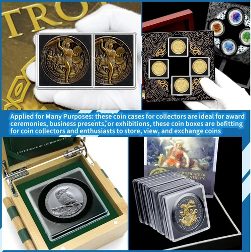 Vista 5 de 20 piezas de estuches ajustables de acrílico para colección de monedas con esponjas, soporte de monedas con cierre, estuches de protección