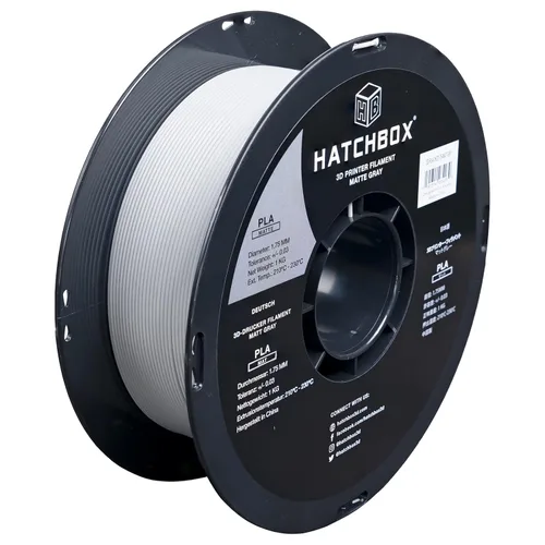 Vista 18 de HATCHBOX Filamento para impresora 3D PLA mate, precisión dimensional +/- 0.03 mm, carrete de 1 kg, 1.75 mm, gris ceniza