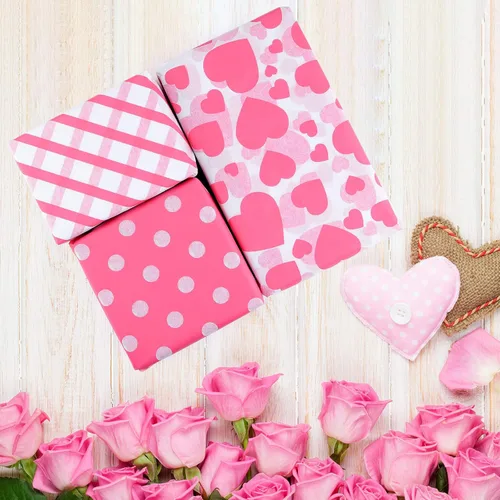 Vista 5 de PLULON 60 hojas de papel de seda rosa de San Valentín a granel, para bolsas de regalo, hojas de papel de seda para el hogar, cocina, manualidades