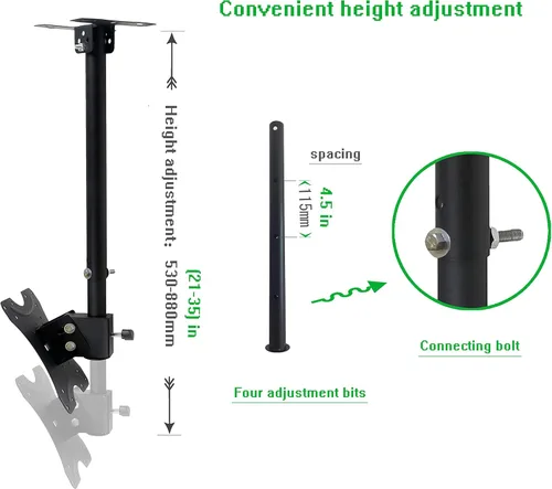 Vista 4 de Soporte de montaje de TV de techo ajustable que se adapta a la mayoría de monitores de plasma LED LCD de 14 a 42 pulgadas, pantallas de pantalla
