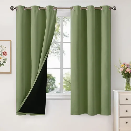 Vista 67 de YoungsTex - Cortinas 100% opacas para dormitorio, con aislamiento térmico y ojales, cortinas oscuras negras con capa pesada para ventana de sala