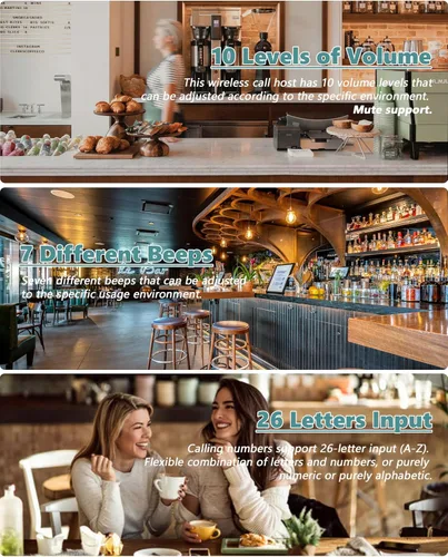 Vista 9 de Sistema de buscapersonas para restaurantes de más de 1600 pies Sistema de llamadas inalámbrico con 1 pantalla de visualización/1 control remoto/2