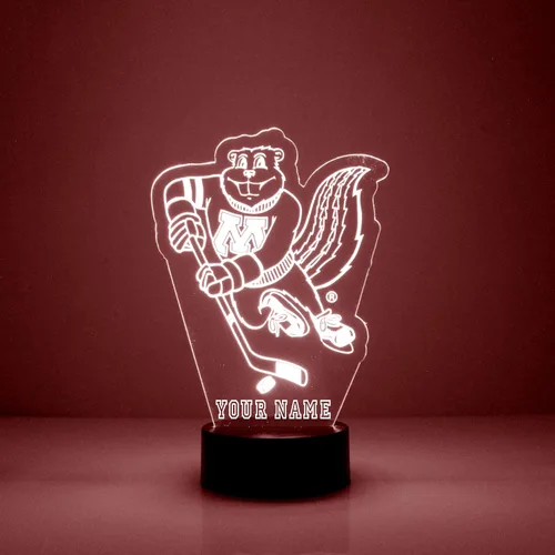 Vista 22 de Espejo Magic Gifts - Lámpara de luz nocturna personalizada con letrero LED de la Universidad Estatal de Boise (BSU) Buster Bronco Mascot con control