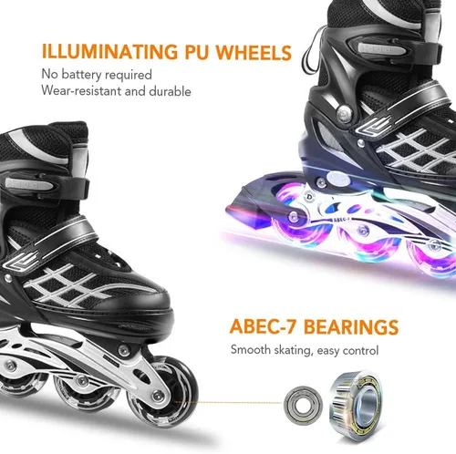 Vista 5 de Adjustable Lighting Inline Skates with Light Up Wheels for Kids and Girls Boys Youth Inline Skates