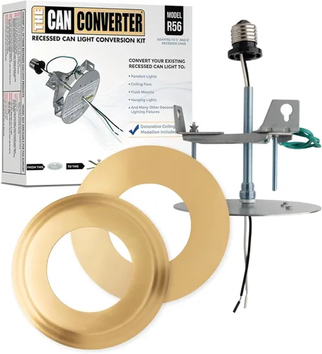 Vista 9 de The Can Converter R56 Kit completo de conversión de luz empotrada para lata, incluye biselada y plana de 7 pies ¾ pulgadas, medallones de acero