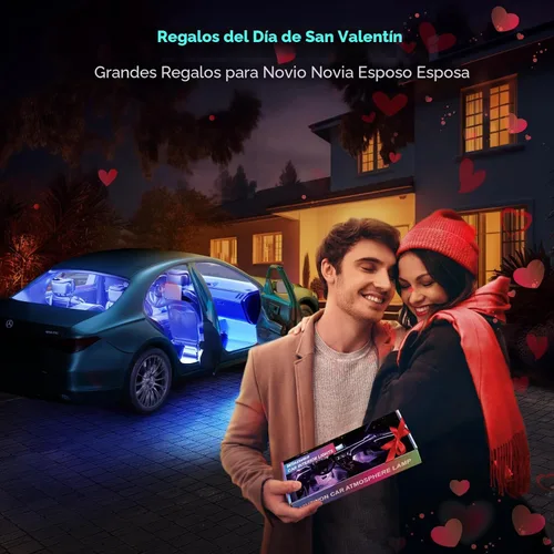 Vista 2 de Winzwon - Luces LED para el interior del automóvil (4 unidades), tira de 48 luces LED para automóvil, con puerto USB, control por aplicación