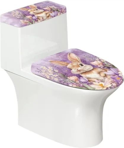 Vista 7 de Cubierta de asiento de inodoro con estampado de cebra, cubierta de tapa de tanque de inodoro ovalada negra, alargada, redonda, repuesto