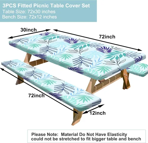 Vista 2 de MHJY Mantel de picnic con fundas de banco, 3 piezas, resistente al viento, impermeable, con bolsa con cordón, mantel de mesa de camping Essentials